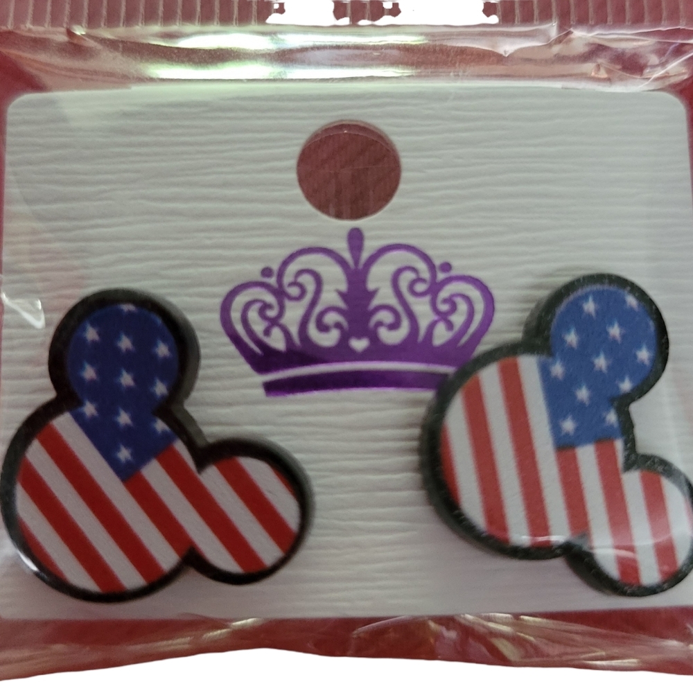 Patriotic American flag Mickey mouse earrings